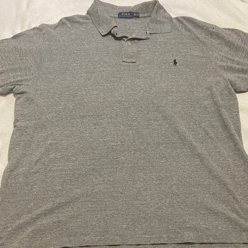 Polo by Ralph Lauren Men’s Heather Gray Polo with Navy Pony
